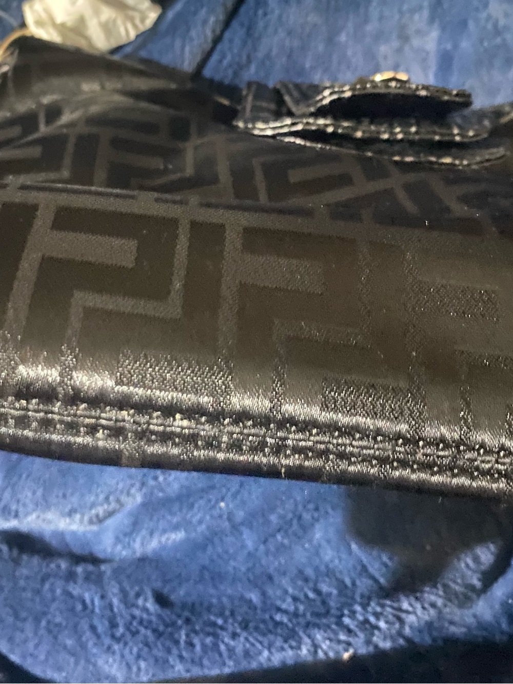 Black Shoulder Bag with Croc-Trim and Gold Accent - Picture 3 of 6